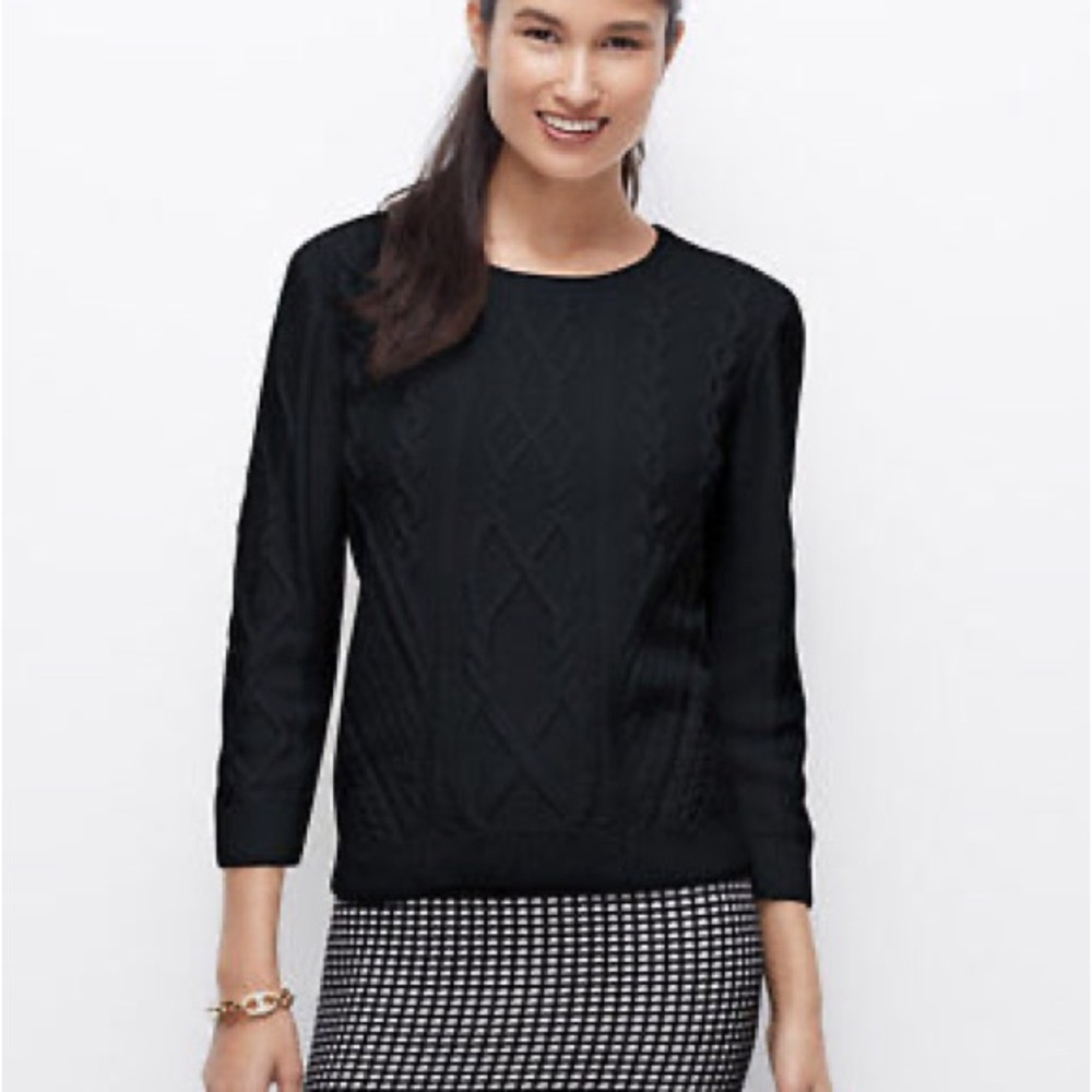 Ann Taylor Black Cable Knit Sweater Size XLP